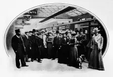 A theatrical company starting on tour, Euston Station, London, c1900 (1901)