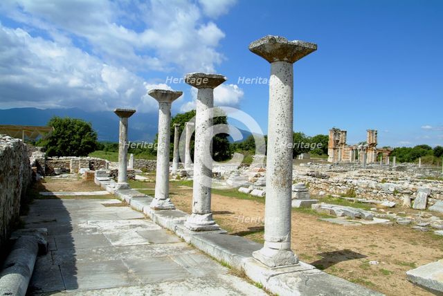 A three-aisled stoa in Philippi, Greece. Creator: Samuel Magal.