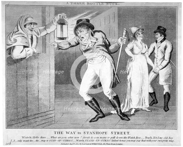 'A three bottle buck. The way to Stanhope Street', 1803. Artist: Anon