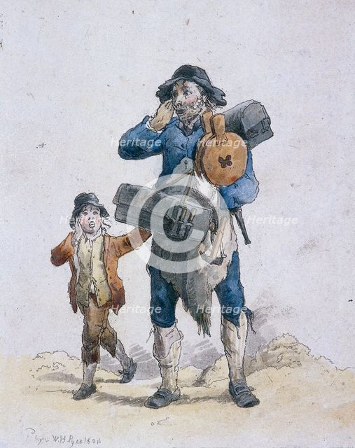 A tinker and a child, Provincial Characters, 1804. Artist: William Henry Pyne