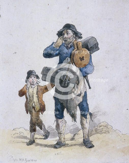 A tinker and a child, Provincial Characters, 1804. Artist: William Henry Pyne