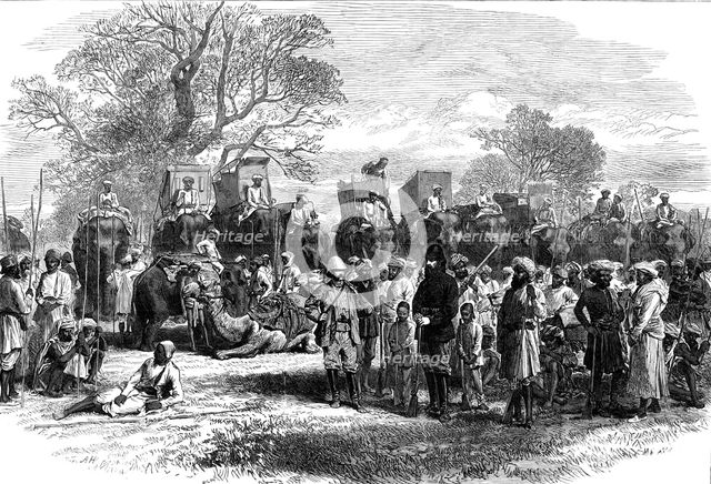 A tiger-hunting party in India: preparing to start, 1870. Creator: Unknown.