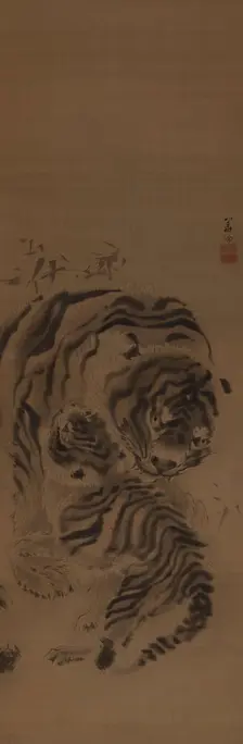 A tiger licks her young, . Creator: Ganku; Kishi (1749-1839)