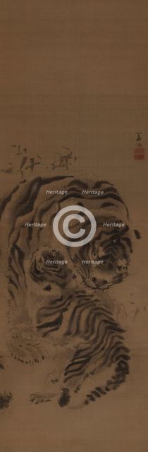 A tiger licks her young, . Creator: Ganku; Kishi (1749-1839).