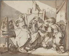 A Tired Woman with Two Children, 1750/1761. Creator: Jean-Baptiste Greuze