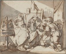 A Tired Woman with Two Children, 1750/1761. Creator: Jean-Baptiste Greuze