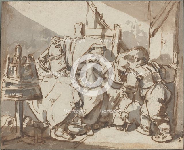 A Tired Woman with Two Children, 1750/1761. Creator: Jean-Baptiste Greuze.