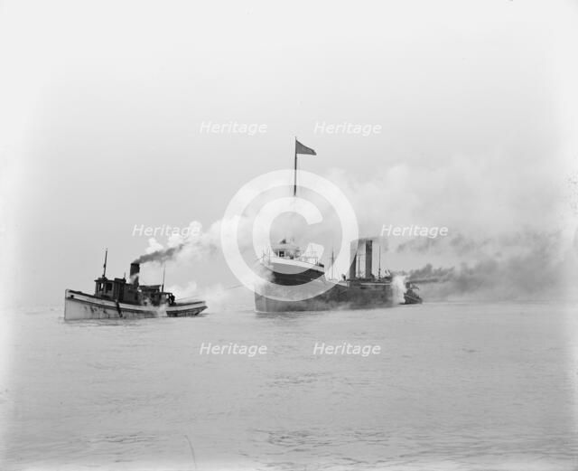 A tow entering St. Clair Ship Canal, between 1900 and 1905. Creator: Unknown.