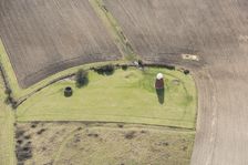 A tower windmill and World War II searchlight emplacements on Halnaker Hill, West Sussex, 2018. Creator: Damian Grady