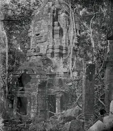 A tower at Nakhon Thom [Angkor Thom], Cambodia, 1866. Creator: John Thomson