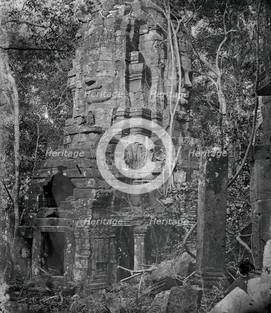 A tower at Nakhon Thom [Angkor Thom], Cambodia, 1866. Creator: John Thomson.