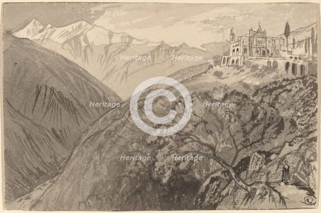 A Town on a Hilltop (Sanctuary of Lampedusa), 1884/1885. Creator: Edward Lear.