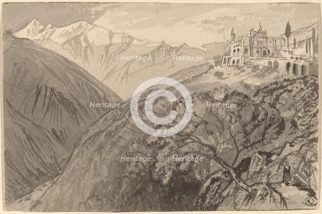 A Town on a Hilltop (Sanctuary of Lampedusa), 1884/1885. Creator: Edward Lear.