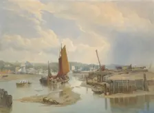 A Town on an Estuary at Low Tide, 1868. Creator: Edward Duncan