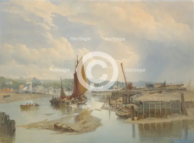 A Town on an Estuary at Low Tide, 1868. Creator: Edward Duncan.
