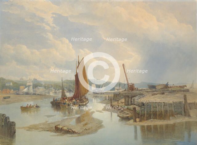 A Town on an Estuary at Low Tide, 1868. Creator: Edward Duncan.