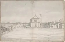 A Town Center with a Church. Creator: Unknown