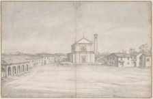 A Town Center with a Church. Creator: Unknown