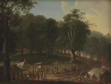 A Troup of Performers Arriving at the Fair at Dyrehavsbakken Near the Deer Park, North..., 1798-1801 Creator: Christian August Lorentzen