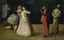 A troupe of Italian comedians (I Gelosi), c. 1580. Creator: Anonymous