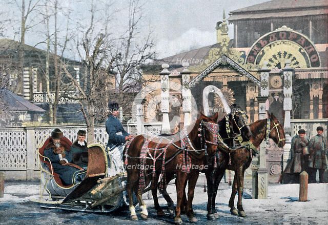 A troika sled in Moscow, Russia, c1890. Artist: Gillot
