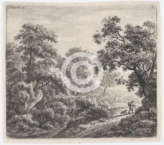 A Traveller and His Dog (Le Voyageur et son Chien), 17th century. Creator: Anthonie Waterloo.
