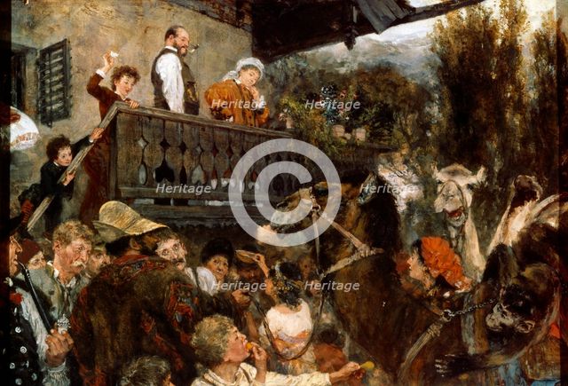 'A Travelling Circus (Cameleers in Partenkirchen)', 1884.  Artist: Adolph Menzel