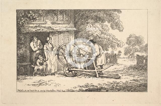 A Travelling Knife-grinder at a Cottage Door, 1787. Creator: Thomas Rowlandson.