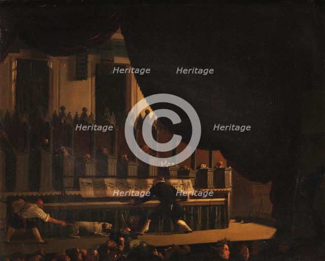 A travelling showman presents a musical menagerie, 1826-1864. Creator: Sophus Schack.