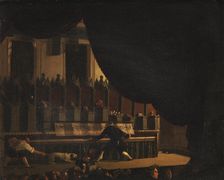 A travelling showman presents a musical menagerie, 1826-1864. Creator: Sophus Schack