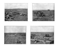 A travers le champ de bataille; anciens emplacements de batteries allemandes et pieces..., 1918. Creator: Unknown