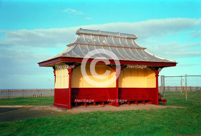 A traditional beach shelter at Blackpool, 1999. Artist: P Williams