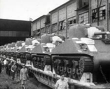 A Train Carrying American Tanks, 1942. Creator: British Pathe Ltd