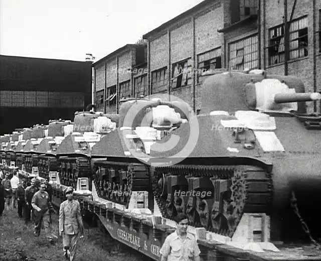 A Train Carrying American Tanks, 1942. Creator: British Pathe Ltd.