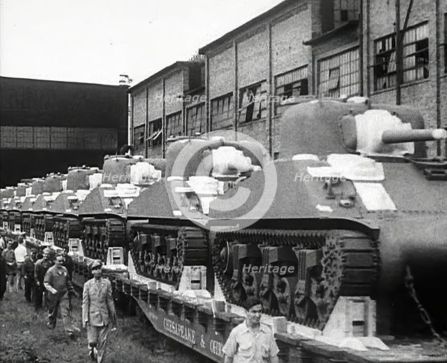 A Train Carrying American Tanks, 1942. Creator: British Pathe Ltd.