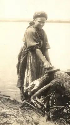 A Transbaikal migrant at work on the banks of the Zeya River, 1909. Creator: Vladimir Ivanovich Fedorov