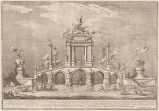 A Triumphal Bridge Adorned with Relics of the City of Ercolano, 1755. Creator: Giuseppe Vasi
