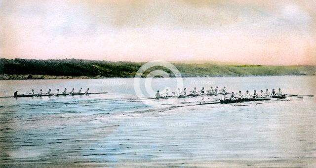 A Trial Spin of the Cornell Crews on Cayuga Lake, 1906. Artist: Unknown