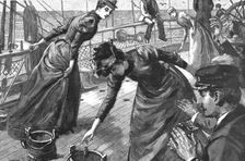 'A Trip to Norway; Sport on board the SS "Garonne" on the Return Voyage - A Potato Race 1891. Creator: Sydney Prior Hall