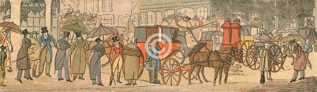 ''A Trip to Leicestershire, or The Melton Mowbray Panorama, 1820; Frost Breaking Up -- Off to the Sh Creator: Unknown.