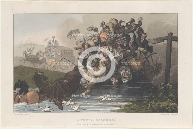 A Trip to Scarbro', from "Poetical Sketches of Scarborough", 1813., 1813. Creators: Thomas Rowlandson, Joseph Constantine Stadler, J. Bluck.