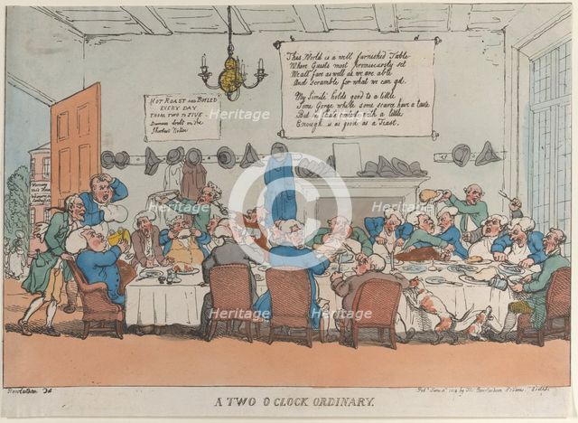 A Two O'Clock Ordinary, June 4, 1811., June 4, 1811. Creator: Thomas Rowlandson.