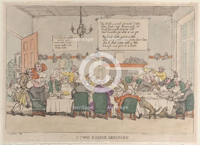 A Two O'Clock Ordinary, June 4, 1811., June 4, 1811. Creator: Thomas Rowlandson.