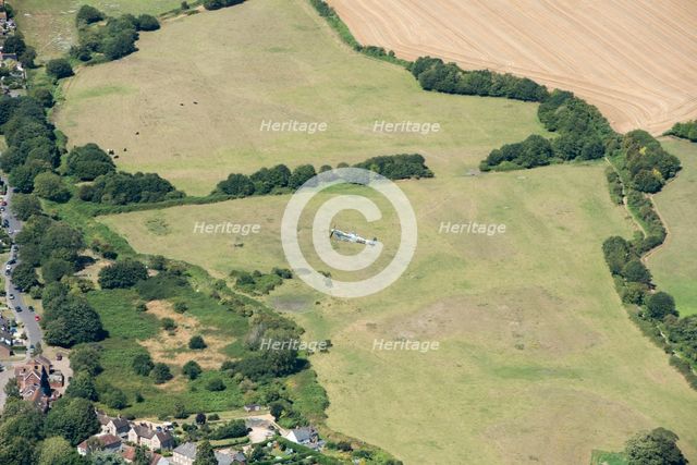 A two seat Spitfire in flight near Goodwood Aerodrome, West Sussex, 2020. Creator: Damian Grady.
