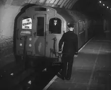 A Tube Train Stopping, 1940. Creator: British Pathe Ltd