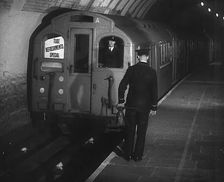 A Tube Train Stopping, 1940. Creator: British Pathe Ltd