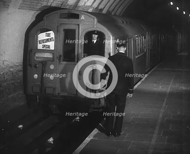A Tube Train Stopping, 1940. Creator: British Pathe Ltd.