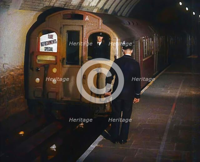 A Tube Train Stopping, 1940. Creator: British Pathe Ltd.