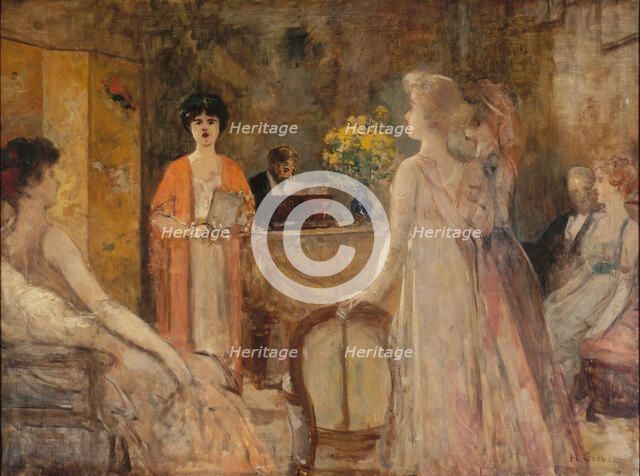 A Tuesday evening at Madeleine Lemaire, c1910. Creator: Gervex; Henri (1852-1929).