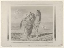 A Turk Saddling His Horse, 1824., 1824. Creator: Eugene Delacroix